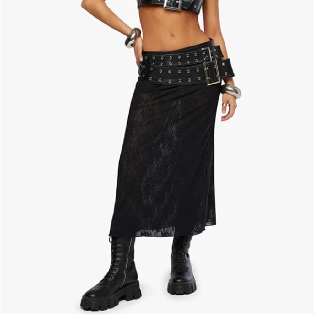 NWT WeWoreWhat Double Belt Midi Skirt